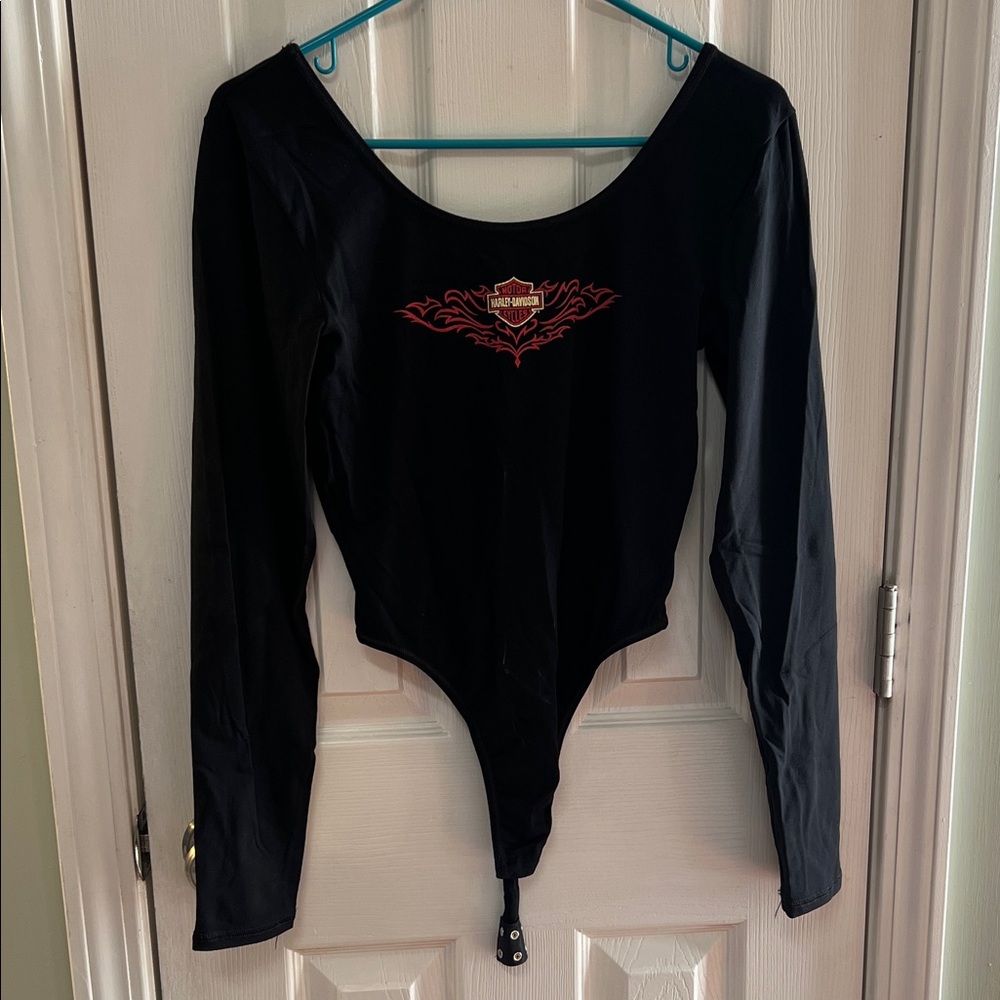 Vintage Harley Davidson Black Long Sleeve Bodysuit